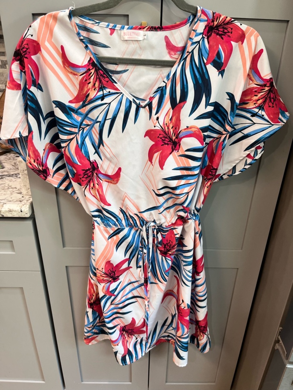 Swimsuit cover size large tropical print